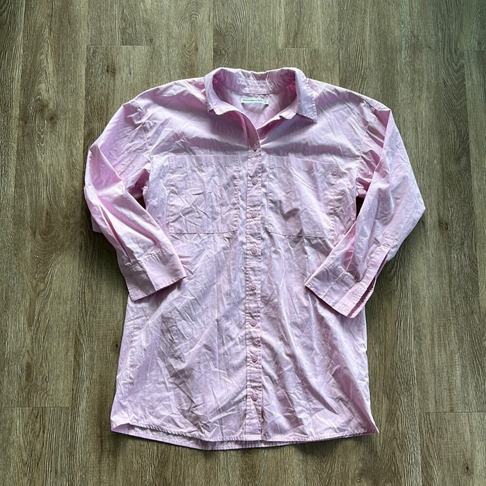 Abercrombie & Fitch Relaxed‎ Poplin Shirt Dress Light Pink Size Small